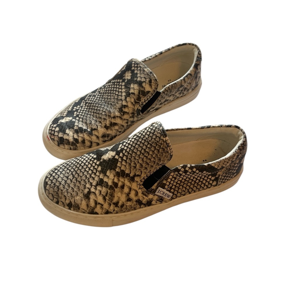 J. Crew Black and White Snakeskin Slip-Ons
